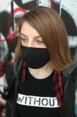 Чорна багаторазова маска для обличчя захисна Without  - 7707044 - SvitStyle