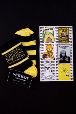 Високі бавовняні шкарпетки чорного кольору з жовтим Star Wars Without  - 7707065 - SvitStyle