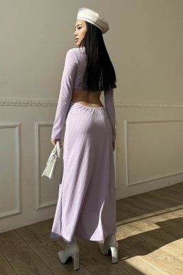 Жіноча сукня в рубчик з фігурним ліфом - 8613717 - SvitStyle