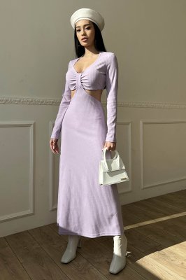 Жіноча сукня в рубчик з фігурним ліфом - 8613718 - SvitStyle