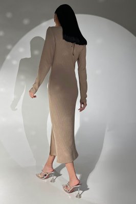 Жіноча сукня в рубчик з фігурним вирізом - 8613850 - SvitStyle