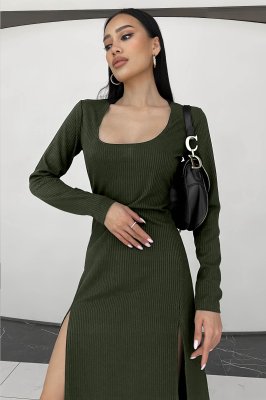 Жіноча сукня в рубчик з розрізами - 8613993 - SvitStyle
