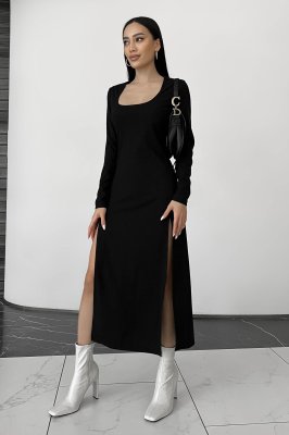 Жіноча сукня в рубчик з розрізами - 8613994 - SvitStyle