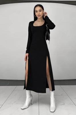 Жіноча сукня в рубчик з розрізами - 8613993 - SvitStyle