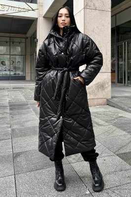 Зимове пальто на силіконі у чорному кольорі м. Харків - 8477821 - SvitStyle