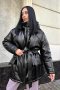 Зимова куртка з екошкіри у чорному кольорі м. Харків  (1)