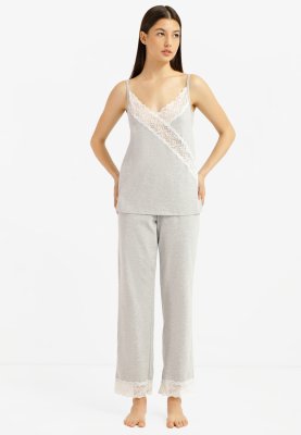 Комплект жіночий майка та штани сірий меланж - 8538567 - SvitStyle