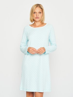 Жіноча нічна сорочка з довгим рукавом ментолова, S - 8578980 - SvitStyle