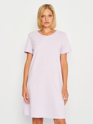 Жіноча нічна сорочка з коротким рукавом лавандова, M - 8578982 - SvitStyle
