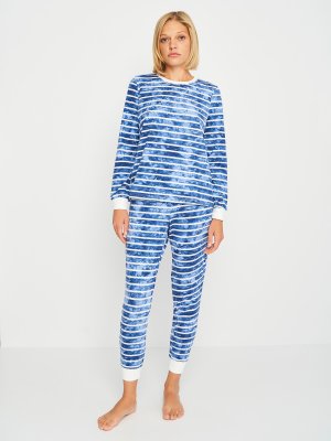 Піжамний костюм домашній жіночий, синій тай-дай, S - 8579008 - SvitStyle