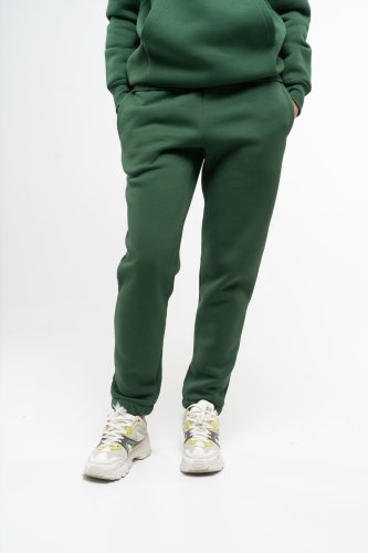 Штани-джоггери жіночі теплі темно-зеленого кольору, S - SvitStyle