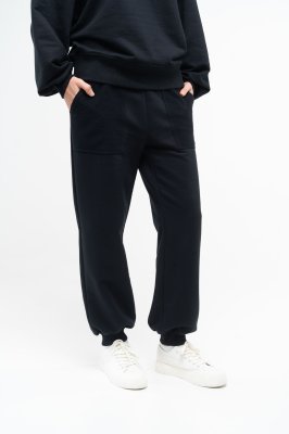 Штани жіночі з манжетами чорні, S - 8590783 - SvitStyle