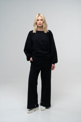 Костюм жіночий світшот та штани чорний, S - 8590801 - SvitStyle