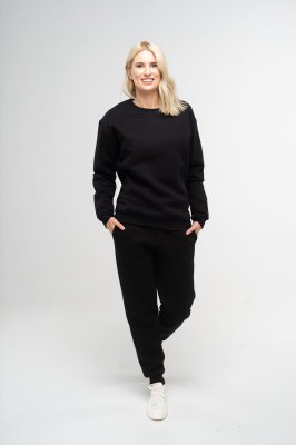 Костюм жіночий утеплений чорний світшот та штани, S - 8590807 - SvitStyle