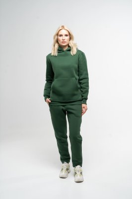 Костюм жіночий утеплений зелений худі та штани, S - 8590813 - SvitStyle