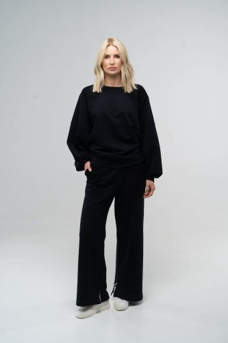 Костюм жіночий світшот та штани чорний, 2XL - SvitStyle
