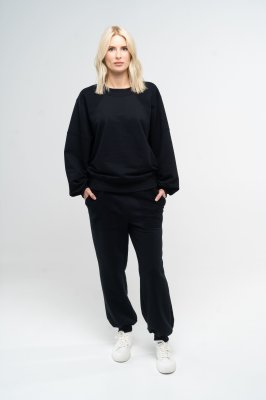 Костюм жіночий світшот та штани-джоггери чорний, S - 8590823 - SvitStyle